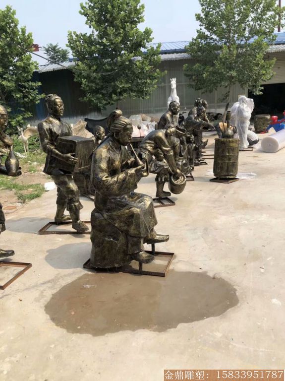 农耕文化玻璃钢仿铜人物雕塑 广东清远市案例2