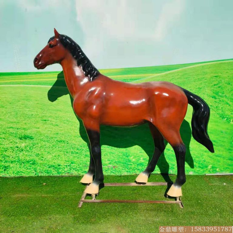 玻璃钢景观马雕塑 绿地草坪动物马雕塑1