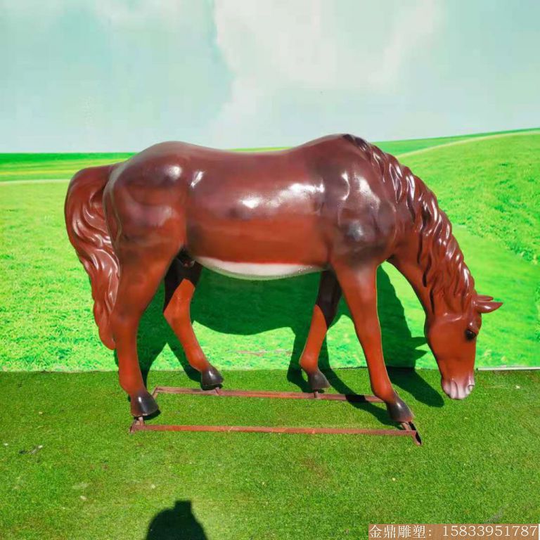 玻璃钢景观马雕塑 绿地草坪动物马雕塑2