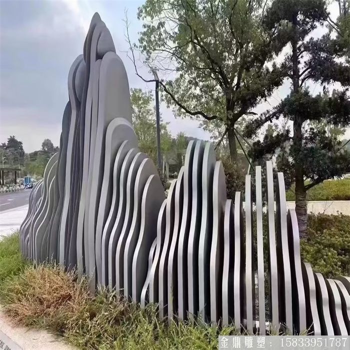 不锈钢假山雕塑 层峦假山装饰 (1)