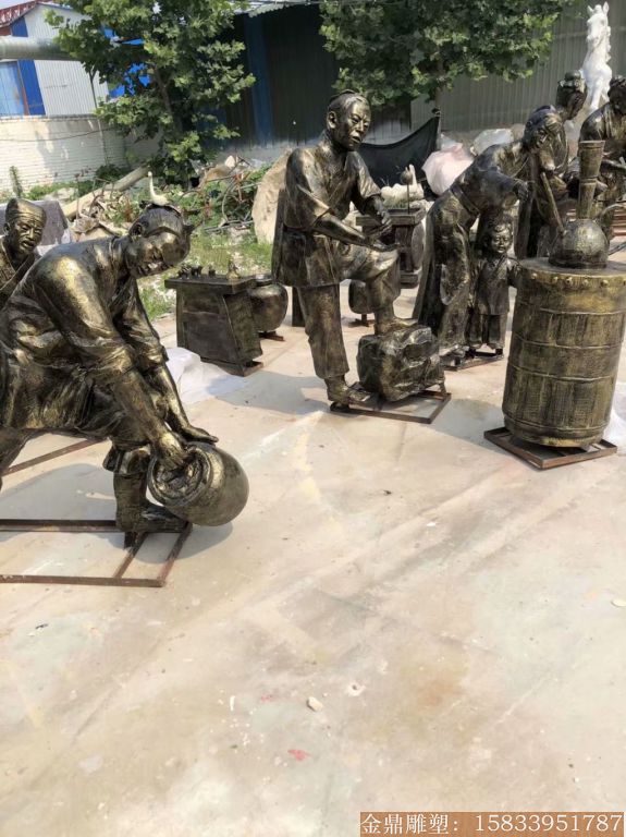 农耕文化玻璃钢仿铜人物雕塑厂家 广东清远市案例